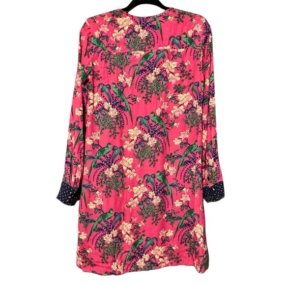 MAEVE Long Sleeve Tropical Bird Floral Print Dress with Polka Dot Contast - Picture 5 of 9